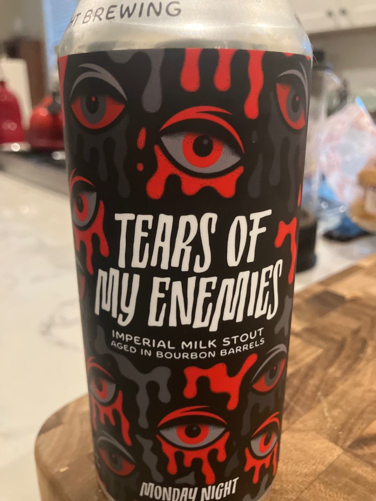 A can of Monday Night Brewing’s Tears of My Enemies. 

The can is likely too large for the beer in question, really, even though I like it (the beer) a lot. 