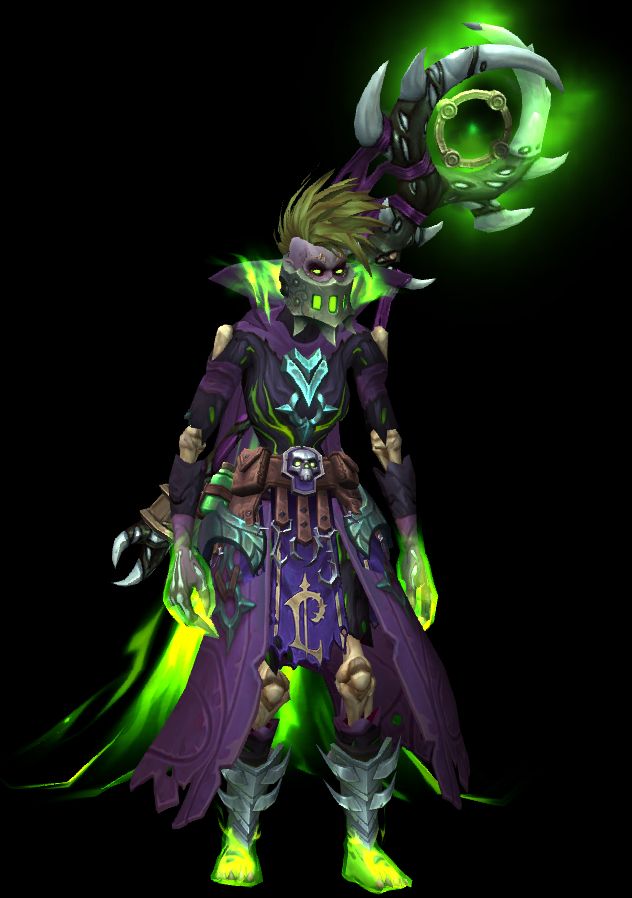 very glowy green forsaken with a new glowy green cape.