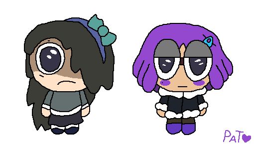 mallory and guri as plushies with big head and eyes and lil bodies.
mallory eyes are full of dread and guri doesnt care