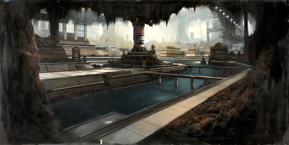 Matte painting. Ocampa Underground City