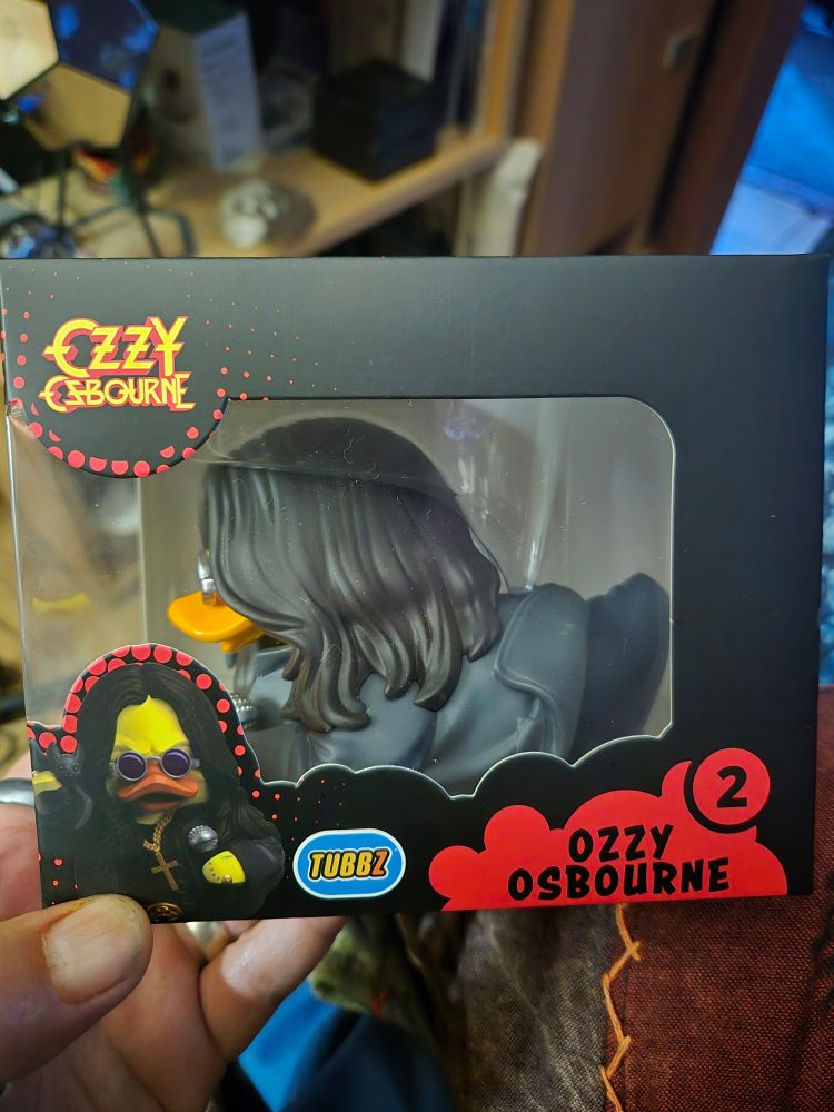 An Ozzy Osbourne ducky from the side