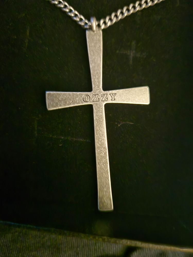 A close up of the Sterling Silver Ozzy Osbourne pendant 