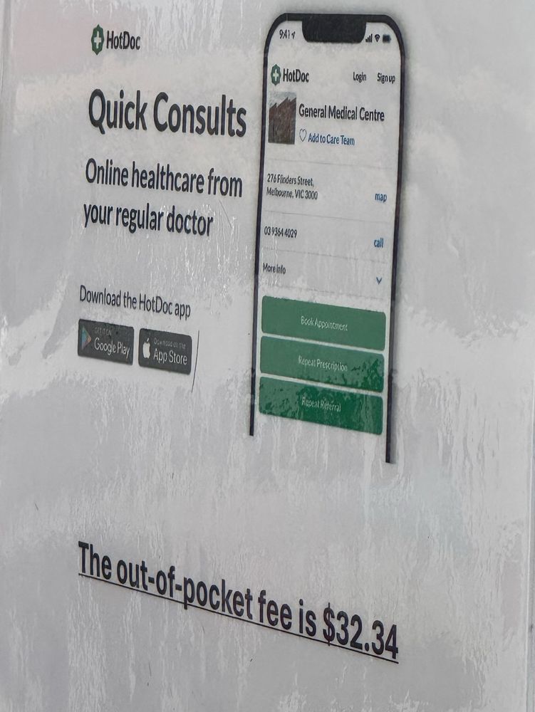 Outrageously expensive digital prescription request service poster. 