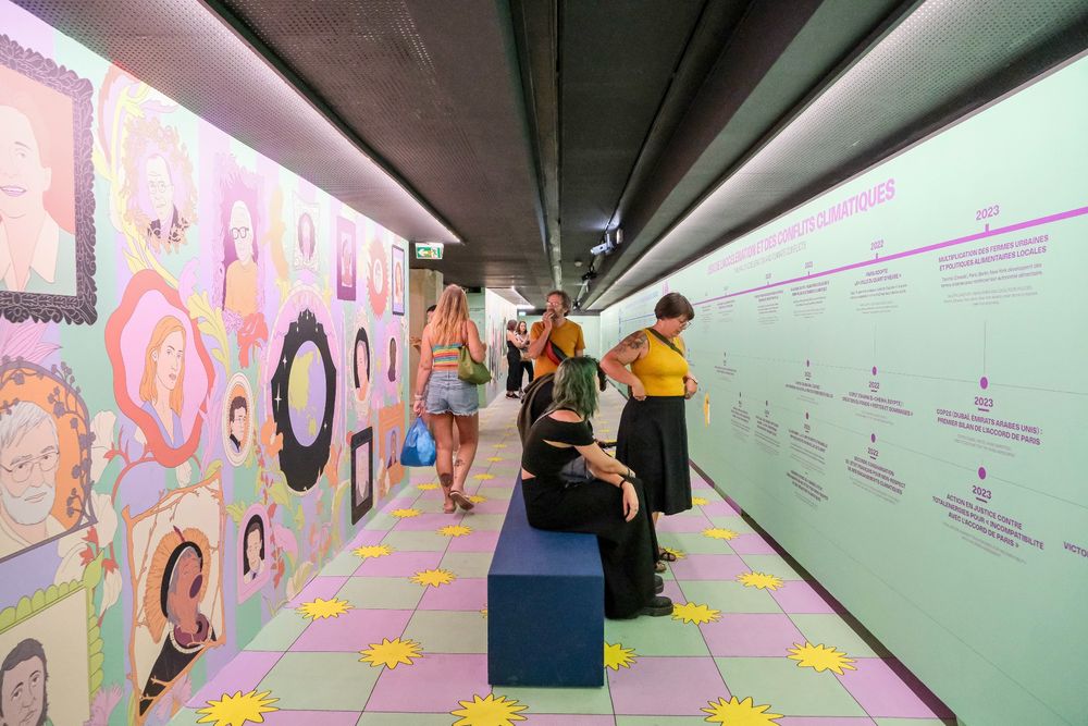 Photographs of “From Paris to Belém”, an interactive visual exhibition celebrating a decade of urban transformation in the fight against climate change, which is being curated by the City of Paris in the Hôtel de Ville.