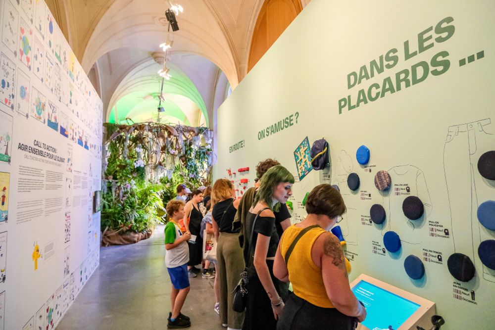 Photographs of “From Paris to Belém”, an interactive visual exhibition celebrating a decade of urban transformation in the fight against climate change, which is being curated by the City of Paris in the Hôtel de Ville.