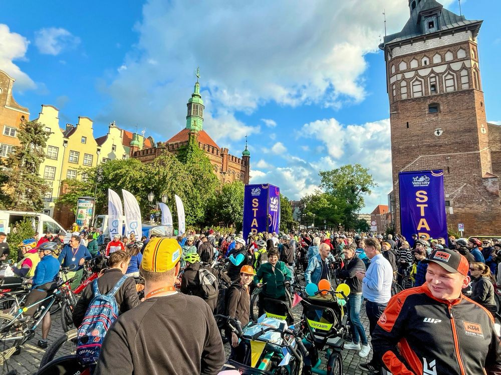 Crowd of people on bikes