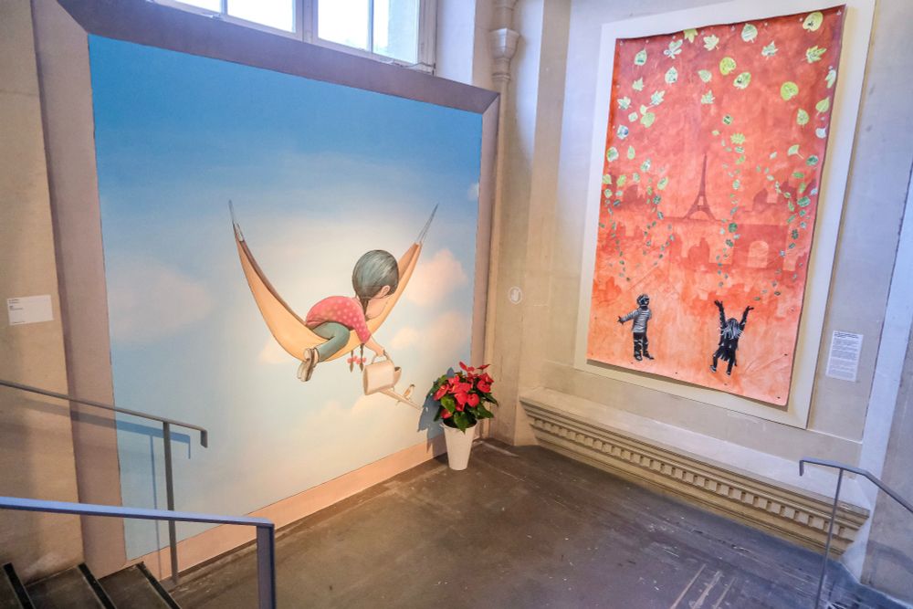 Photographs of “From Paris to Belém”, an interactive visual exhibition celebrating a decade of urban transformation in the fight against climate change, which is being curated by the City of Paris in the Hôtel de Ville.