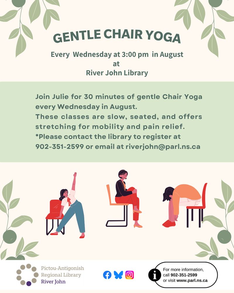 three people doing stretches with the help of a chair
