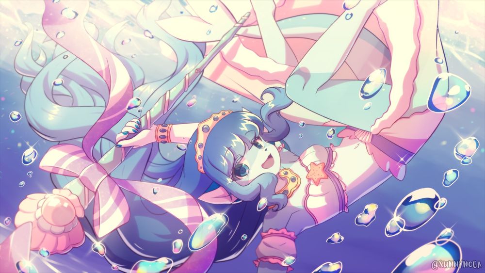 OC: Mutya

Tags: female, dog, canine, mermaid, fish, marine, fantasy, water, bubbles

A mermaid canid holding a wand as she dives underwater full of bubbles.