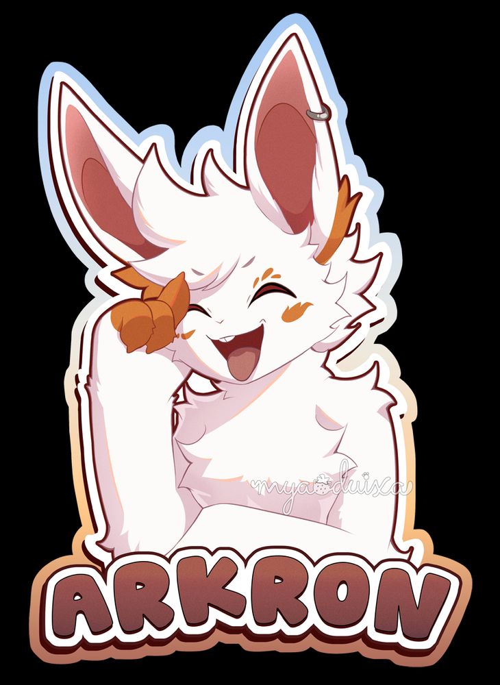 A rabbit with the name tag Arkron