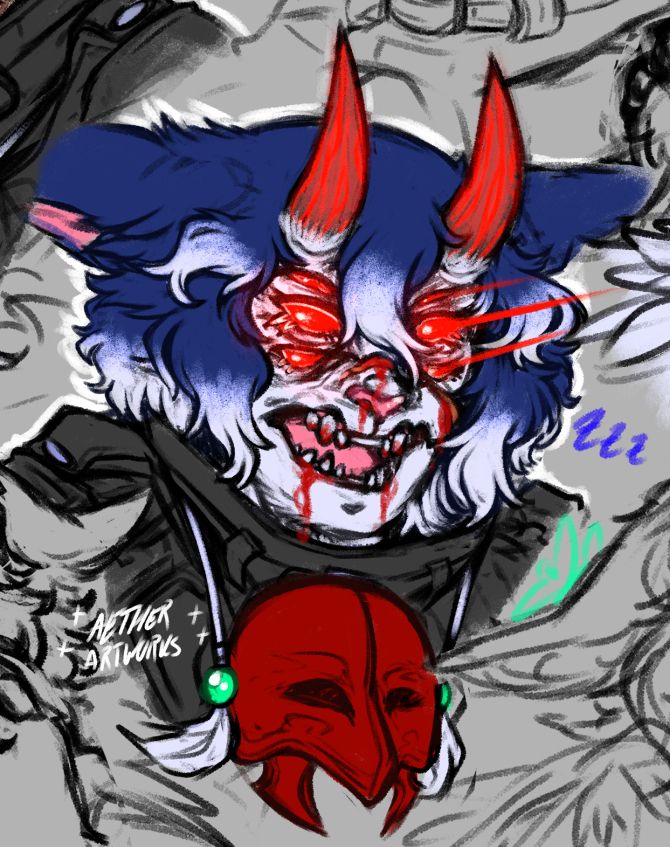 A progress of the Aether's expressions illustration. Showing the feral mid transformation Aether! She is my ffxiv wol oc.