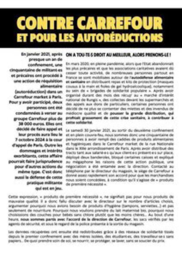 Contre Carrefour et pour les autoréduction, balade festive de tractage et de chants