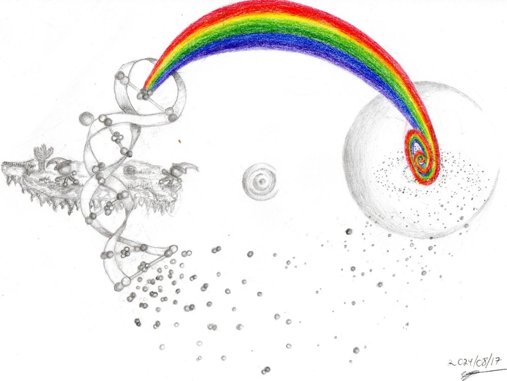 Molecules coalescing to form a star, molecules coalescing to form a life.