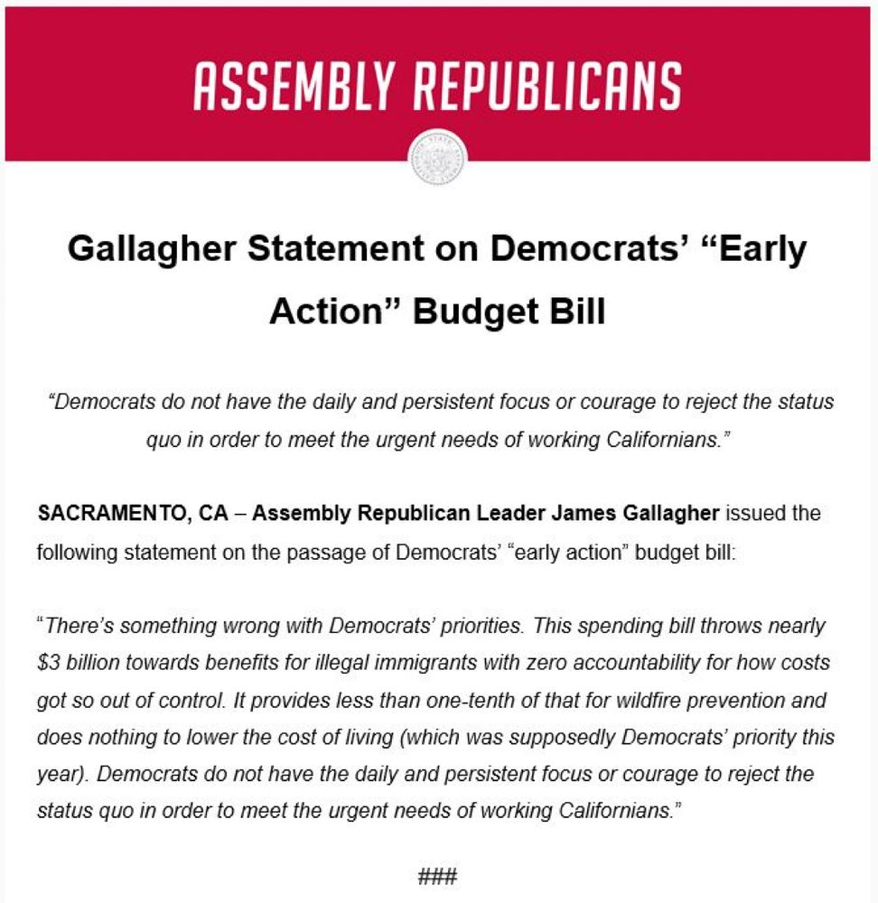 Democrats do not have the daily and persistent focus or courage to reject the status quo in order to meet the urgent needs of working Californians.