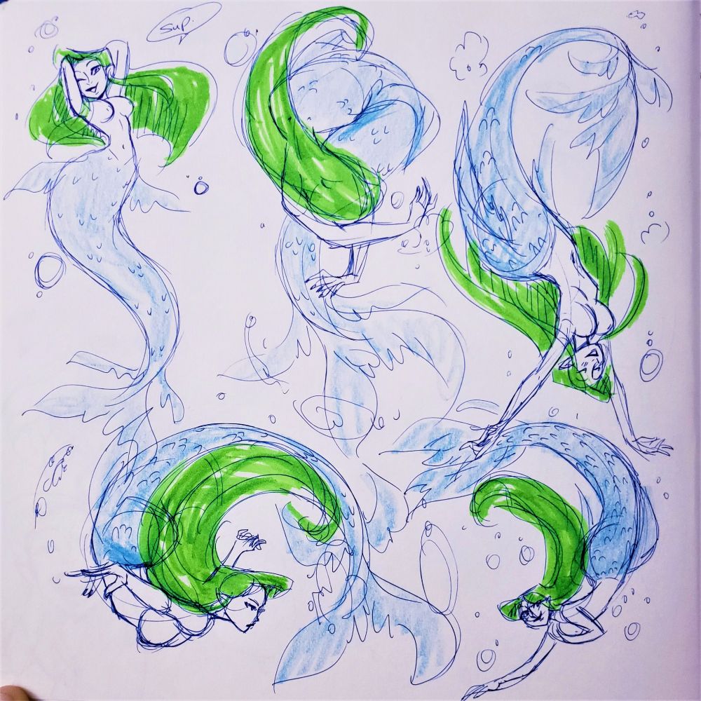 Mermaid gesture drawings
