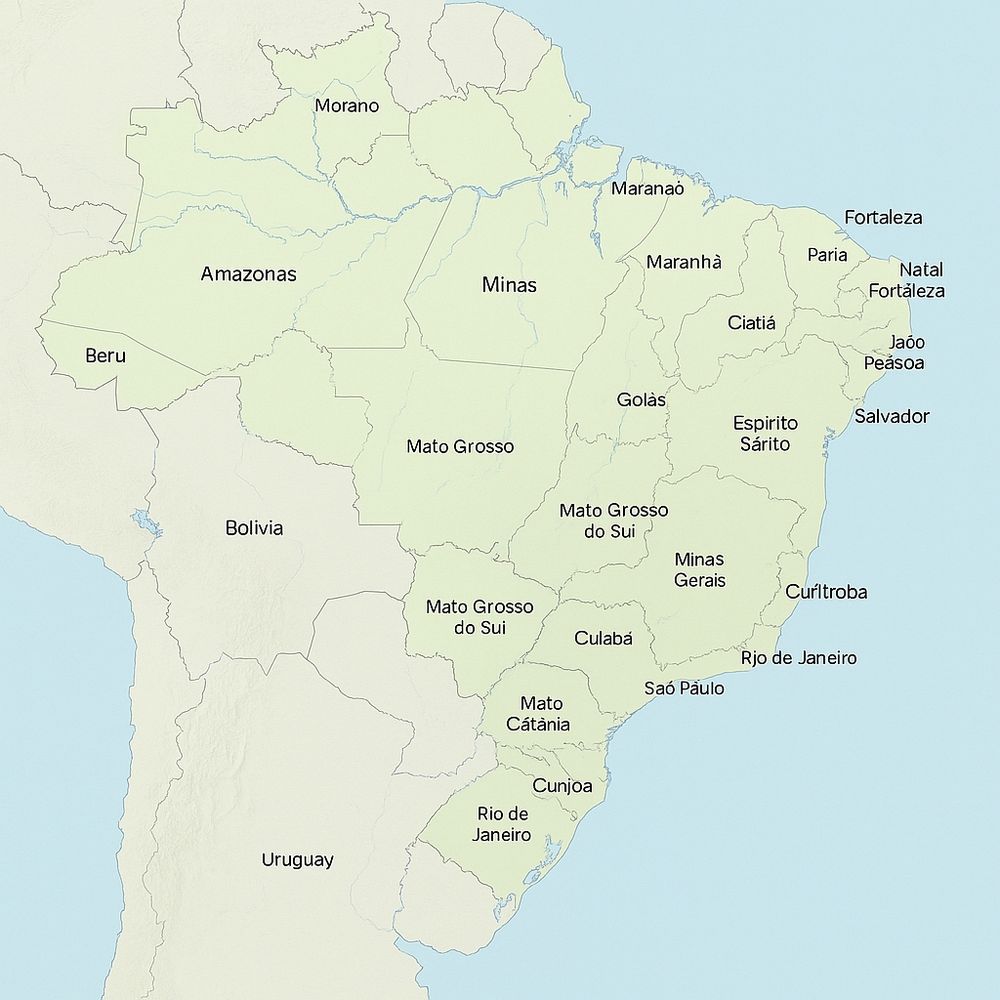 Mapa do Brasil gerado por IA com informações incorretas 