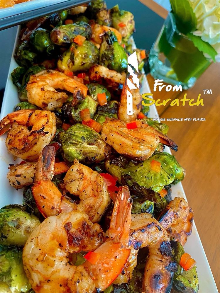 Grilled Brussels and shrimp!!