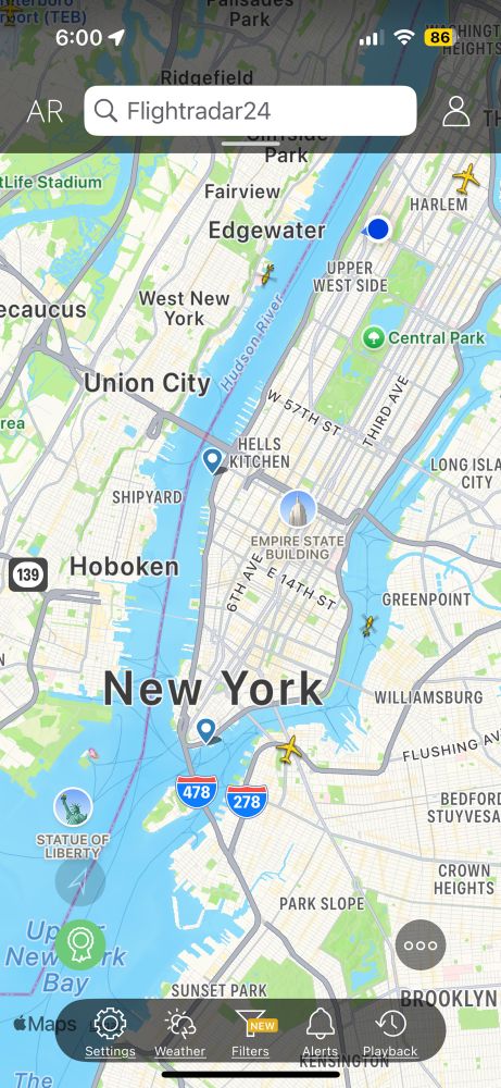 Screen shot of air traffic map showing only 2 helicopters 
