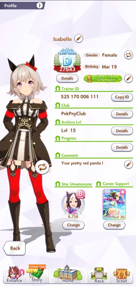 Umamusume Pretty Derpy profile. Curren Chan as main horse. 
