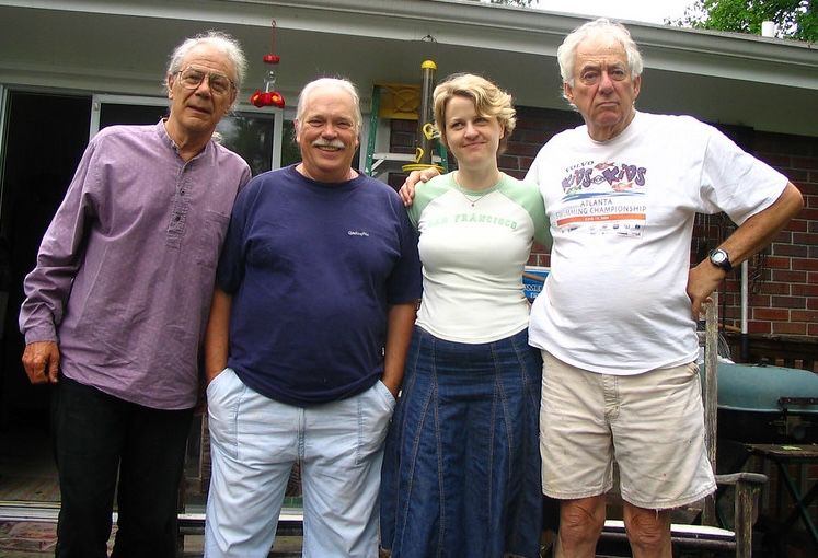 Dad in the purple. Andy in the blue. Me. Al Clayton in the white. I'm one of the rare women who grew up with pretty positive men in my life. Here's the proof. All respect. All love. No toxicity. (Not to say they were perfect, but I think I was pretty lucky.)