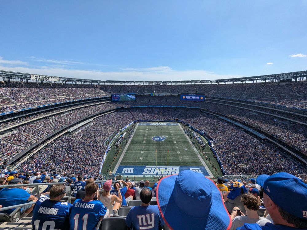 Metlife stadium, hosting the Chargers. Jaxon Dart's debut game!