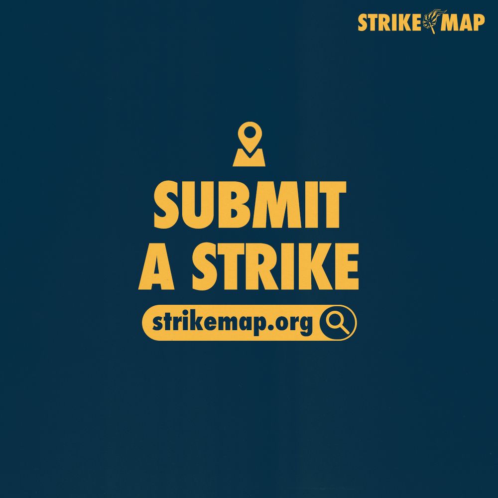 Strike map logo. Strike map pin. Submit a strike. Strikemap.org 