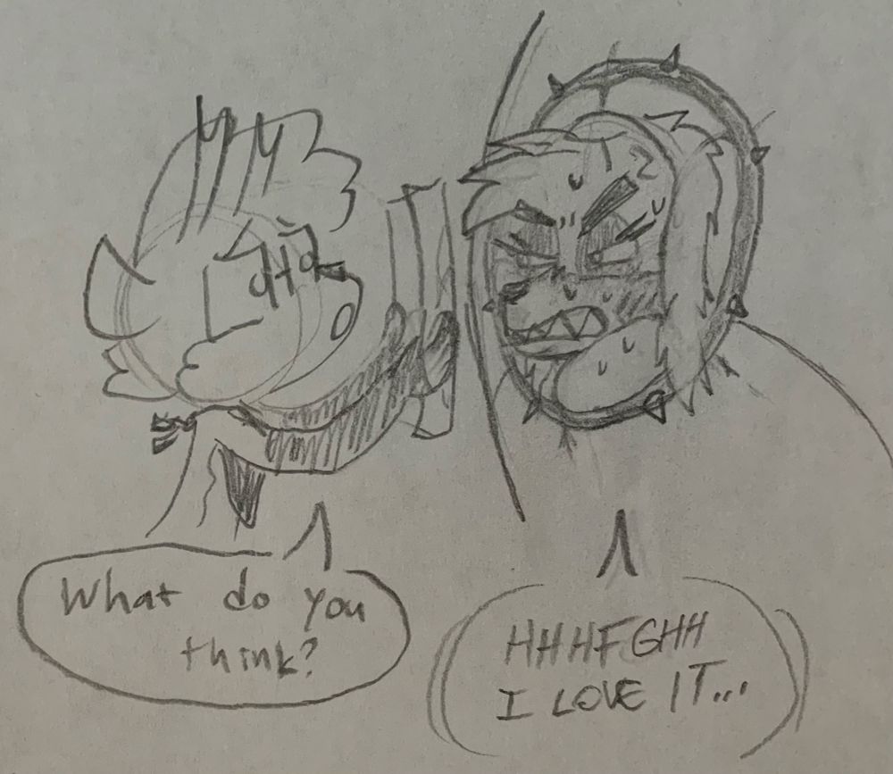 *the deer holds the drawing up for her to see*
deer: what do you think?
dog: HHHFGHH I LOVE IT…