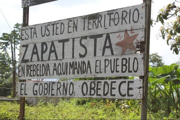 A sign in Chiapas, Mexico that reads: “You are in Zapatista rebel territory. Here the people command and the government obeys.”

(Translated from Spanish to English)
