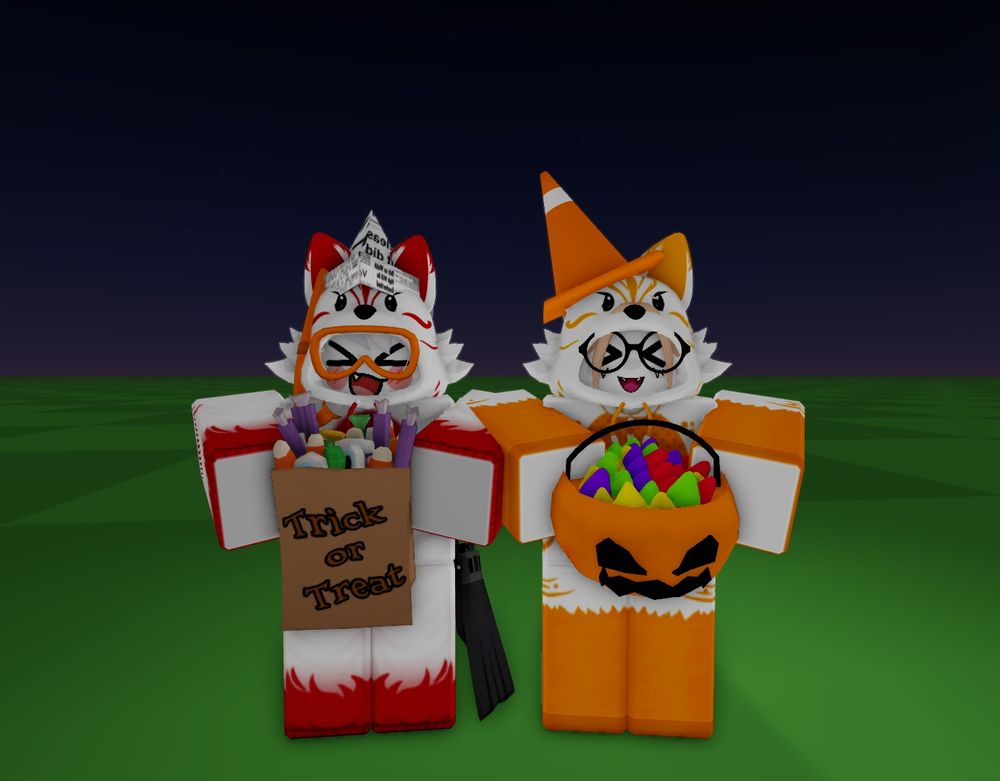 My OCs together, holding bags filled with various candies