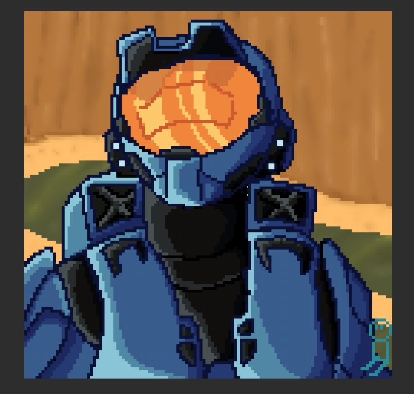 Digital Pixel art Drawing of Leonard Church From Red Vs Blue