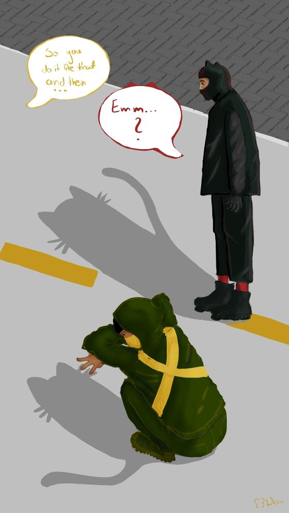 Tyler and Josh from Twenty One Pilots doing cat shadow trend. Josh doing it normally while Tyler just stands there and still creates cat shadow