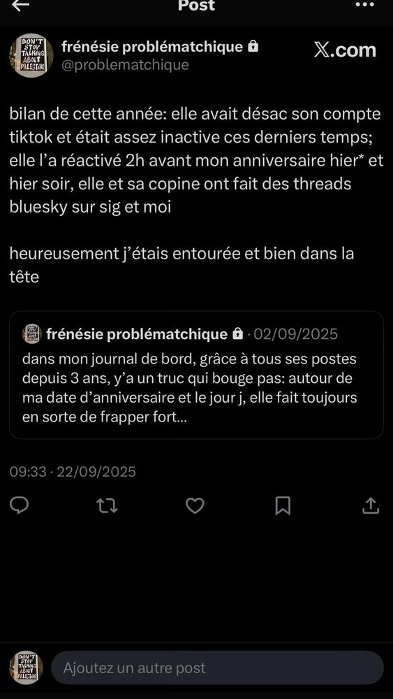 Plusbellelastreet qui raconte que j'ai réactivé mon compte par rapport à son anniversaire (comme si j'en avais qqch à foutre) 