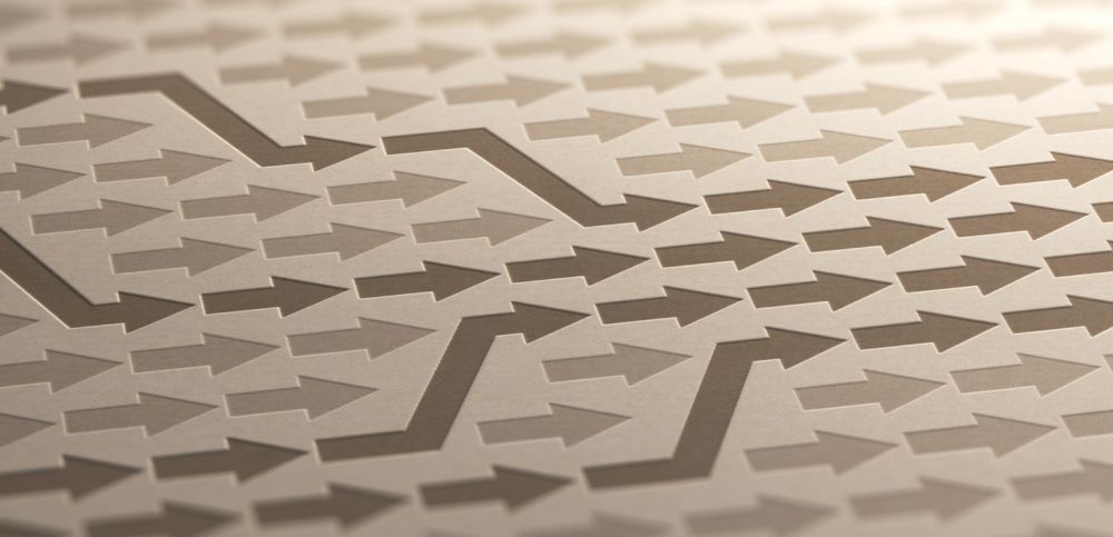 Arrows converging
