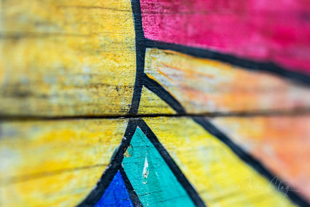 Colorful artwork resembling the sun. 