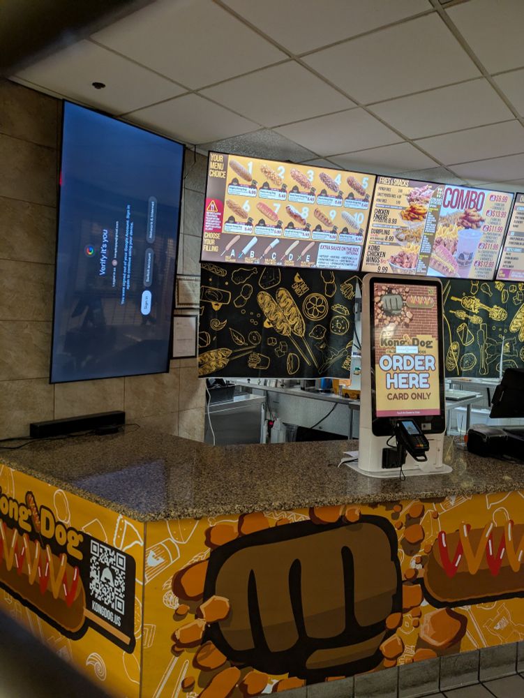 Digital signage at a restaurant is out of order. 