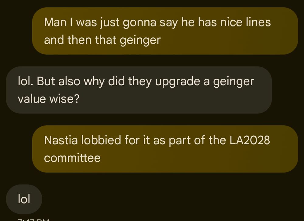 A text conversation about gymnastics 