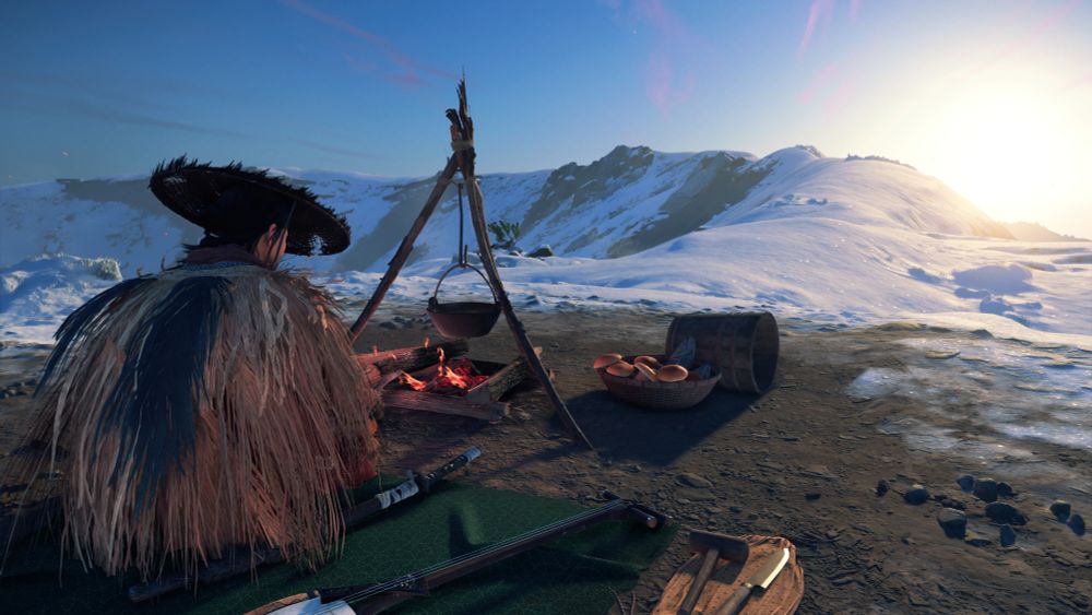 ghost of yotei, camping on top of mount yotei