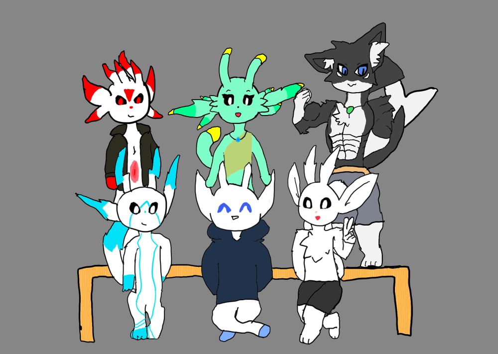 From top to bottom, left to right, Othryseur, Liku, Twill, Arcan, Drip and Hai. 