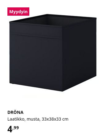 IKEA 'DRÖNA' box, black, 33×38×33cm. it costs 4.99€