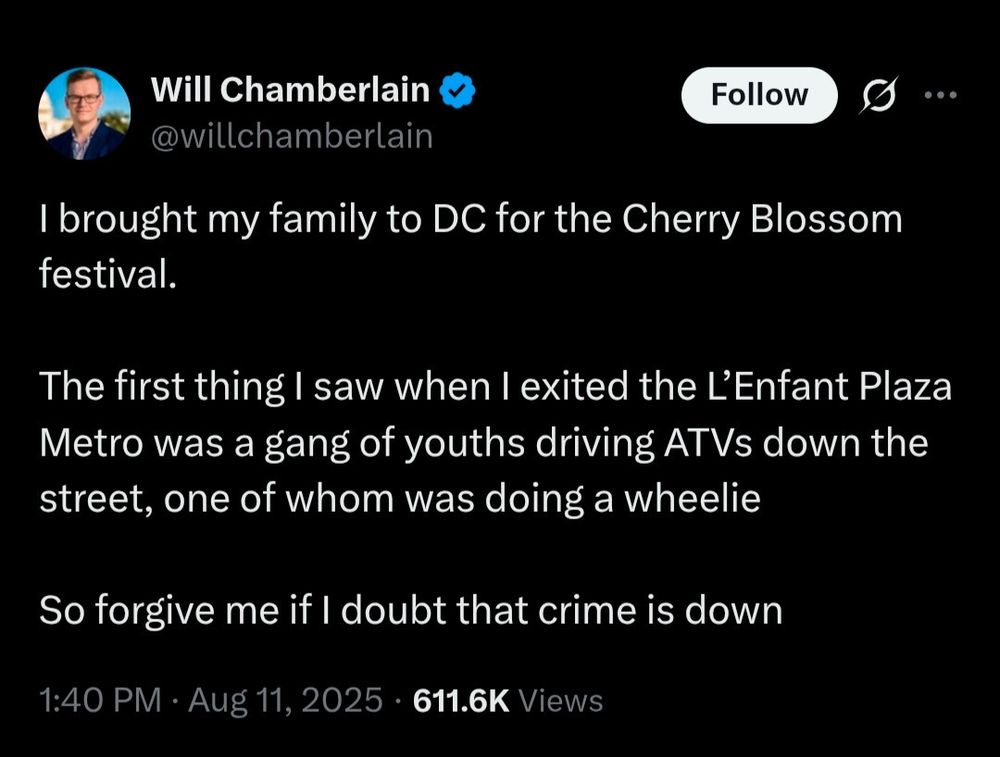 Some blueckeck Twitter idiot complaining about being scared of teenagers in DC.