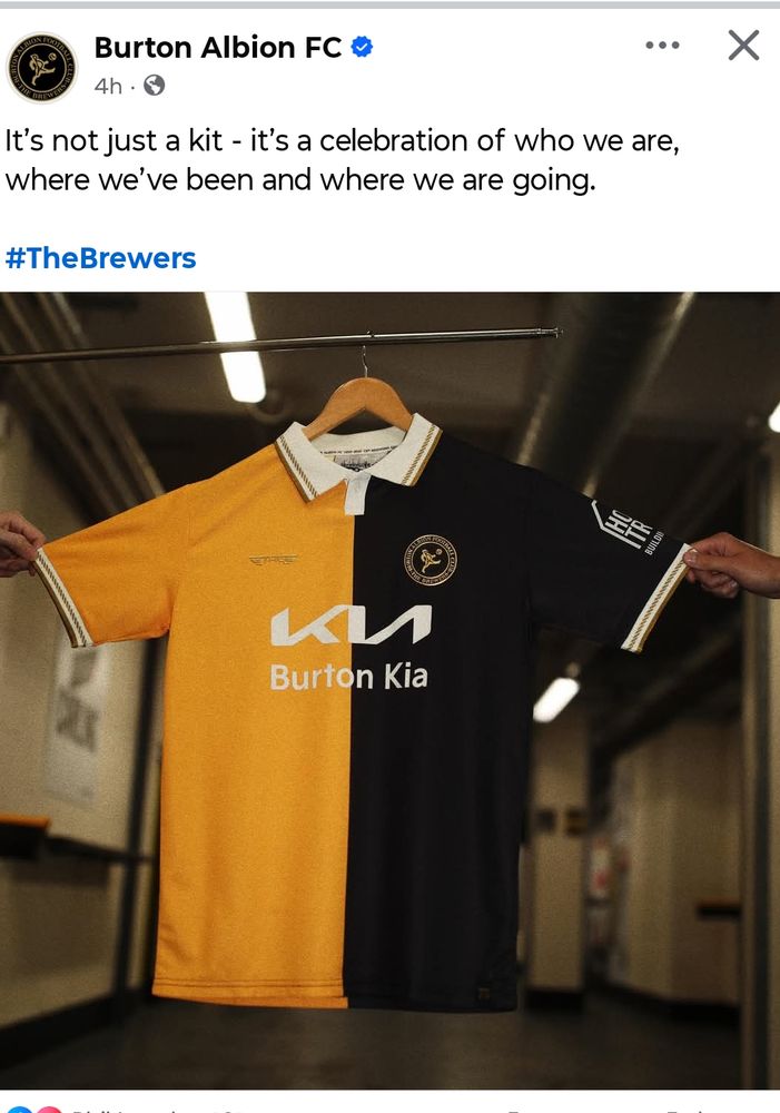 Burton Albion's new kit with associated nonsense words.