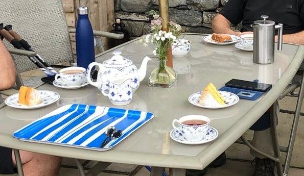 Tea and Victoria Sponge at Lizzie's tea shop near Lowgill Viaduct.