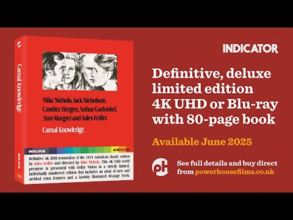 CARNAL KNOWLEDGE (Mike Nichols, 1971) Original Trailer 1 – new Indicator 4K UHD and Blu-ray edition
