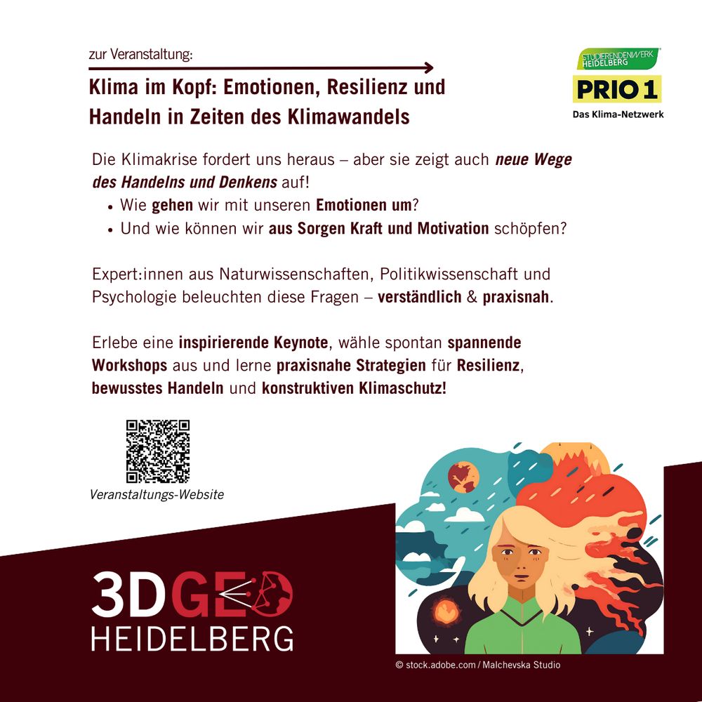 3DGeo-Sharepic zur Veranstaltung "Klima im Kopf: Emotionen, Resilienz und Handeln in Zeiten des Klimawandels) mit Infos zum Event, vgl. Event-Webseite
