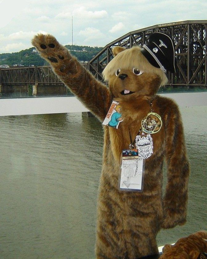 Crusadercat doing a Nazi salute at a convention