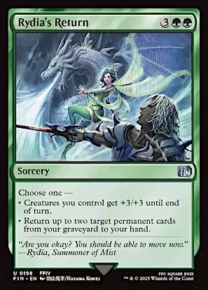 "Rydia's Return" card from Magic the Gathering