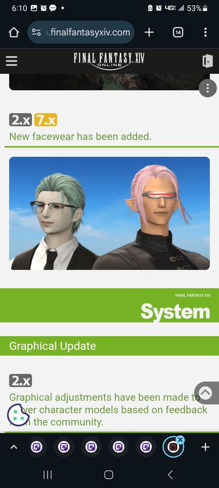 A screenshot showing new face wear in ffxiv patch 7.3