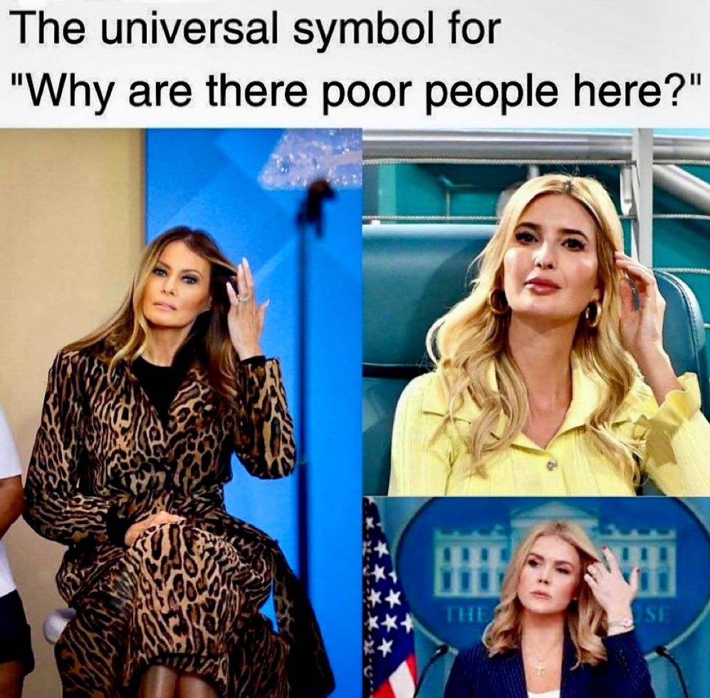 Melania, Ivanka, Karoline … hair tossing.