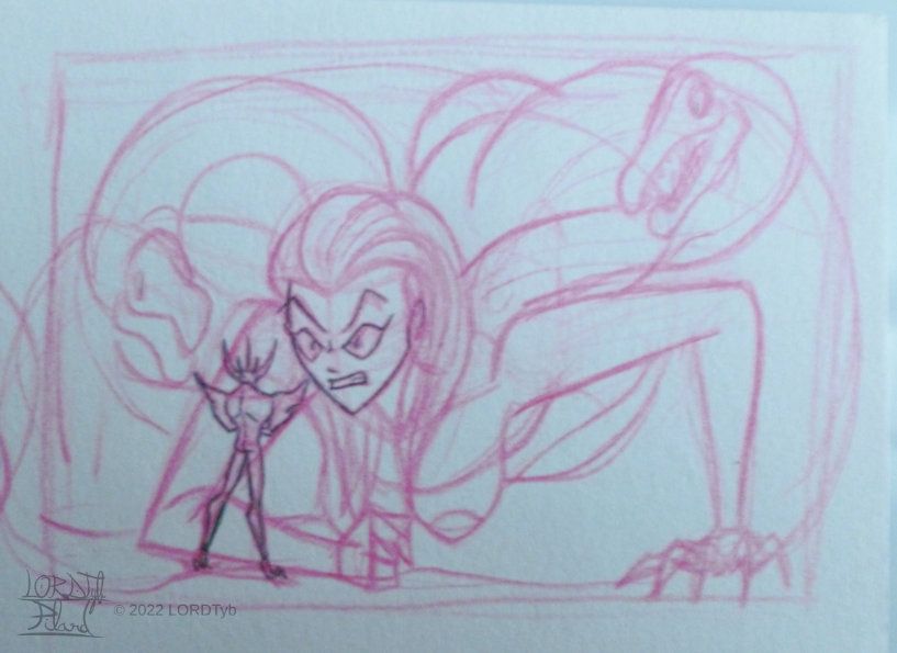 Feliccia angrily trying to intimidate an unimpressed Yozok.