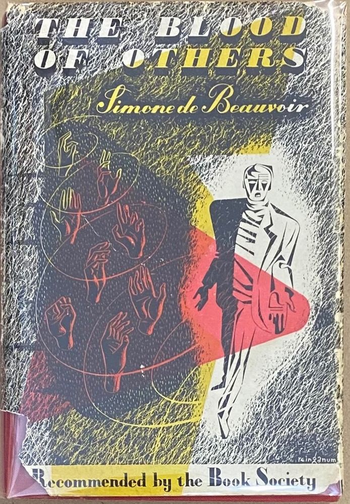 Cover of first English edition of Beauvoir's The Blood of Others, published in 1948 by Secker & Warburg in USA and Lindsay Drummond in UK.

Along the bottom of the cover image (which has title and author at top) is the legend: Recommended by the Book Society